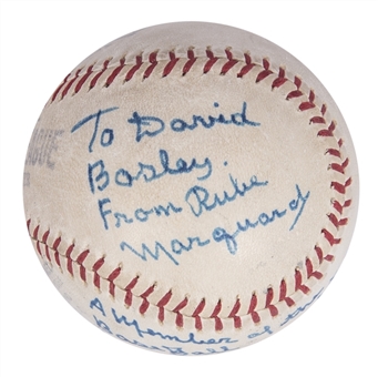 Hall Of Famer Rube Marquard Single Signed & Inscribed Baseball (Beckett)